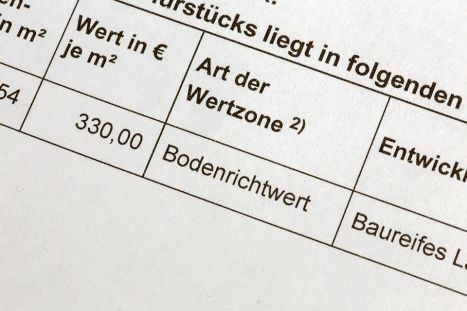 Foto: Dokument mit Bodenrichtwert
